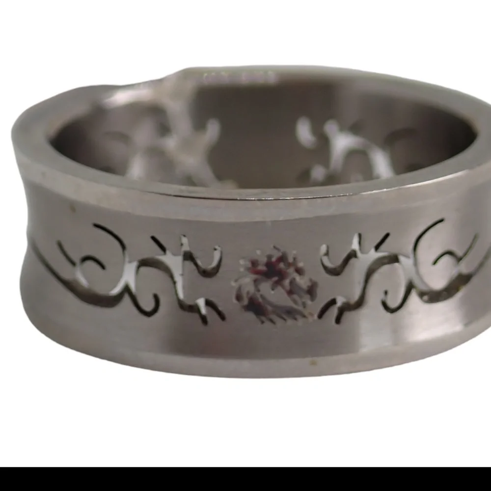 Stainless Steel Silver Fit Tribal Cut-Out Wedding Band Ring Size 8.5 New w/ Tag